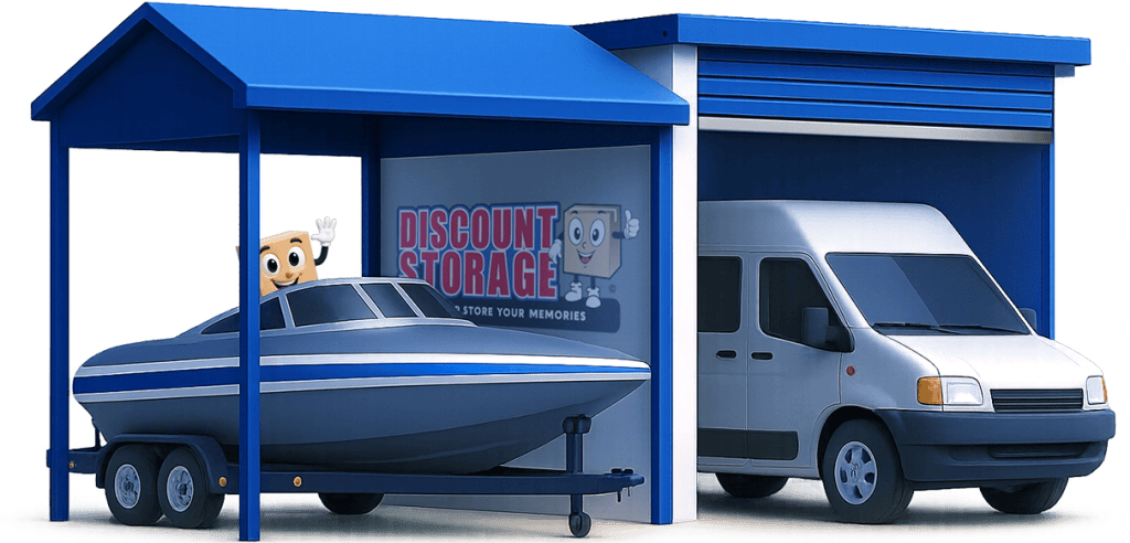 Enclosed and canopy RV, Boat, and vehicle storage options